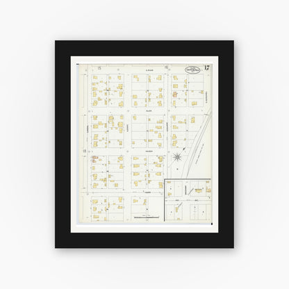 Old map wall art mockup — black gallery frame with white mat — Sanborn Fire Insurance Map from Chippewa Falls, Chippewa County, Wisconsin (1903), Sheet #0017