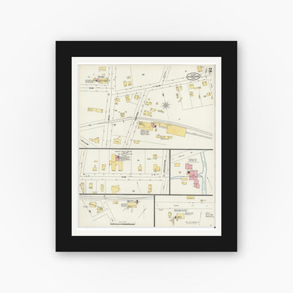 Old map wall art mockup — black gallery frame with white mat — Sanborn Fire Insurance Map from Stoneham, Middlesex County, Massachusetts (1897), Sheet #0002