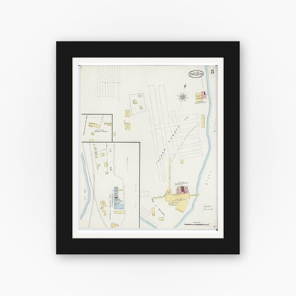 Old map wall art mockup — black gallery frame with white mat — Sanborn Fire Insurance Map from Onalaska, La Crosse County, Wisconsin (1894), Sheet #0005
