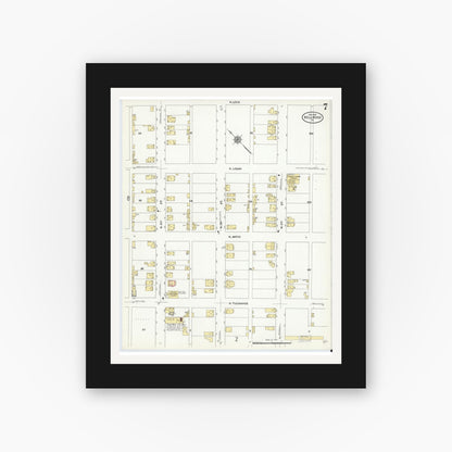 Old map wall art mockup — black gallery frame with white mat — Sanborn Fire Insurance Map from Bellwood, Blair County, Pennsylvania (1910), Sheet #0007