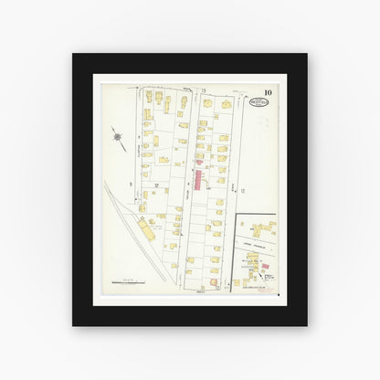Old map wall art mockup — black gallery frame with white mat — Sanborn Fire Insurance Map from Westfield, Hampden County, Massachusetts (1917), Sheet #0010