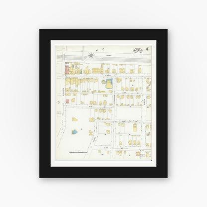 Old map wall art mockup — black gallery frame with white mat — Sanborn Fire Insurance Map from Bellwood, Blair County, Pennsylvania (1904), Sheet #0004
