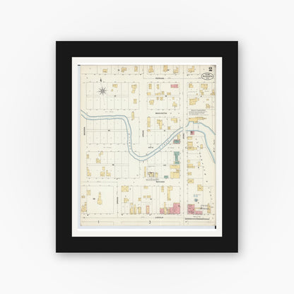 Old map wall art mockup — black gallery frame with white mat — Sanborn Fire Insurance Map from Augusta, Eau Claire County, Wisconsin (1903), Sheet #0002