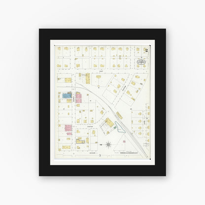 Old map wall art mockup — black gallery frame with white mat — Sanborn Fire Insurance Map from Leadwood, Saint Francois County, Missouri (1908), Sheet #0002