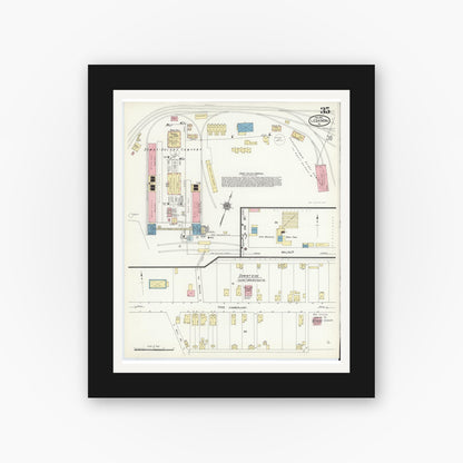 Old map wall art mockup — black gallery frame with white mat — Sanborn Fire Insurance Map from Lebanon, Lebanon County, Pennsylvania (1912), Sheet #0035