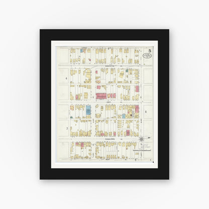 Old map wall art mockup — black gallery frame with white mat — Sanborn Fire Insurance Map from Tyrone, Blair County, Pennsylvania (1906), Sheet #0005
