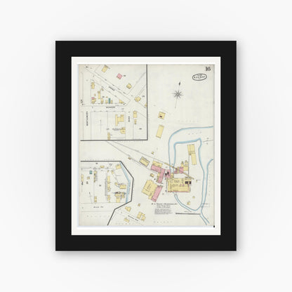 Old map wall art mockup — black gallery frame with white mat — Sanborn Fire Insurance Map from Rahway, Union County, New Jersey (1896), Sheet #0016