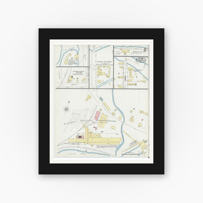 Old map wall art mockup — black gallery frame with white mat — Sanborn Fire Insurance Map from Ridgway, Elk County, Pennsylvania (1892), Sheet #0005
