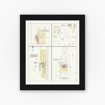 Old map wall art mockup — black gallery frame with white mat — Sanborn Fire Insurance Map from Hearne, Robertson County, Texas (1911), Sheet #0004