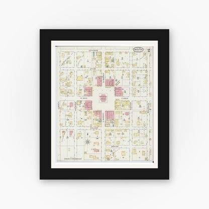 Old map wall art mockup — black gallery frame with white mat — Sanborn Fire Insurance Map from Marion, Williamson County, Illinois (1894), Sheet #0002