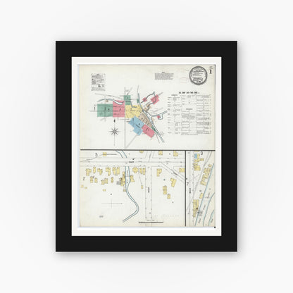 Old map wall art mockup — black gallery frame with white mat — Sanborn Fire Insurance Map from Boonville, Oneida County, New York (1899) - Complete Map Set