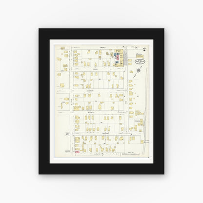 Old map wall art mockup — black gallery frame with white mat — Sanborn Fire Insurance Map from Port Jervis, Orange County, New York (1912) - Complete Map Set