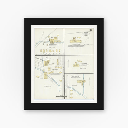 Old map wall art mockup — black gallery frame with white mat — Sanborn Fire Insurance Map from Gloversville, Fulton County, New York (1897), Sheet #0018