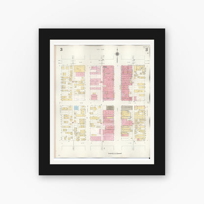 Old map wall art mockup — black gallery frame with white mat — Sanborn Fire Insurance Map from Borger, Hutchinson County, Texas (1950), Sheet #0003
