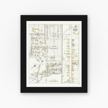 Old map wall art mockup — black gallery frame with white mat — Sanborn Fire Insurance Map from Taylor, Lackawanna County, Pennsylvania (1921), Sheet #0011