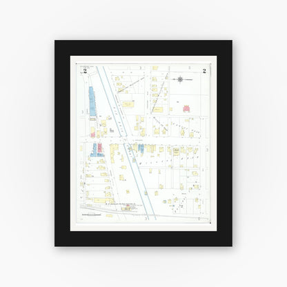 Old map wall art mockup — black gallery frame with white mat — Sanborn Fire Insurance Map from Millersport, Fairfield County, Ohio (1946), Sheet #0002