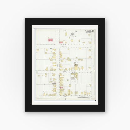 Old map wall art mockup — black gallery frame with white mat — Sanborn Fire Insurance Map from Williamsburg, Clermont County, Ohio (1900), Sheet #0002