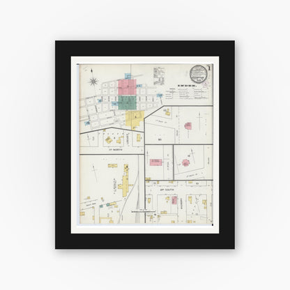 Old map wall art mockup — black gallery frame with white mat — Sanborn Fire Insurance Map from Assumption, Christian County, Illinois (1893) - Complete Map Set