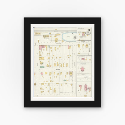 Old map wall art mockup — black gallery frame with white mat — Sanborn Fire Insurance Map from Tipton, Moniteau County, Missouri (1898), Sheet #0002
