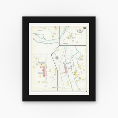 Old map wall art mockup — black gallery frame with white mat — Sanborn Fire Insurance Map from Honesdale, Wayne County, Pennsylvania (1903), Sheet #0010