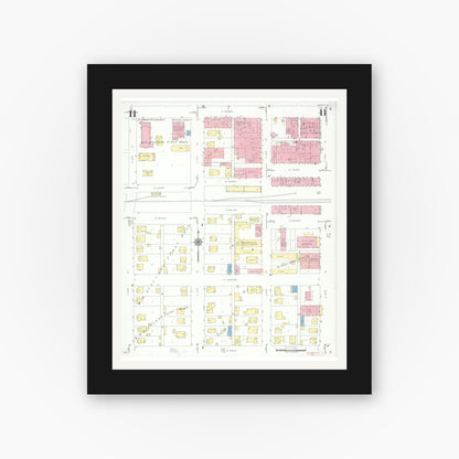Old map wall art mockup — black gallery frame with white mat — Sanborn Fire Insurance Map from Herrin, Williamson County, Illinois (1941), Sheet #0011