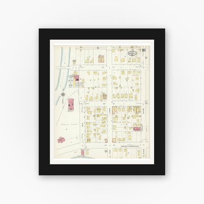 Old map wall art mockup — black gallery frame with white mat — Sanborn Fire Insurance Map from Merrill, Lincoln County, Wisconsin (1913), Sheet #0016