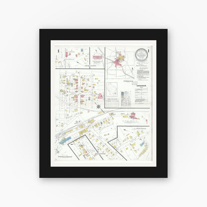 Old map wall art mockup — black gallery frame with white mat — Sanborn Fire Insurance Map from Slinger, Washington County, Wisconsin (1933) - Complete Map Set