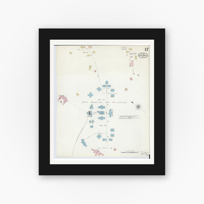 Old map wall art mockup — black gallery frame with white mat — Sanborn Fire Insurance Map from Gallipolis, Gallia County, Ohio (1908), Sheet #0017