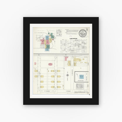 Old map wall art mockup — black gallery frame with white mat — Sanborn Fire Insurance Map from Freeland, Luzerne County, Pennsylvania (1912), Sheet #0001