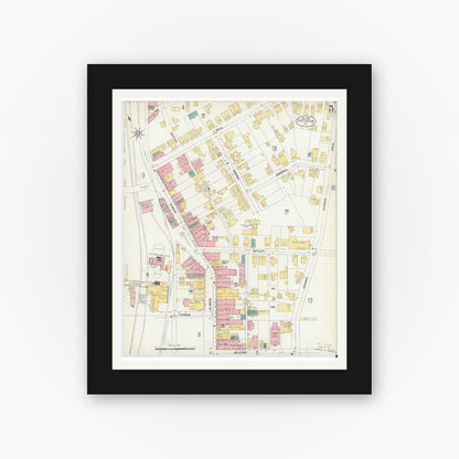 Old map wall art mockup — black gallery frame with white mat — Sanborn Fire Insurance Map from Pittston, Luzerne County, Pennsylvania (1903), Sheet #0005