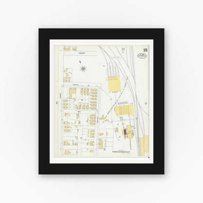 Old map wall art mockup — black gallery frame with white mat — Sanborn Fire Insurance Map from Suffolk, Independent Cities, Virginia (1903), Sheet #0015