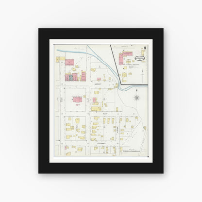 Old map wall art mockup — black gallery frame with white mat — Sanborn Fire Insurance Map from Mount Carroll, Carroll County, Illinois (1894), Sheet #0003