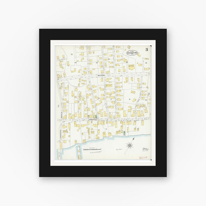 Old map wall art mockup — black gallery frame with white mat — Sanborn Fire Insurance Map from Provincetown, Barnstable County, Massachusetts (1902), Sheet #0003