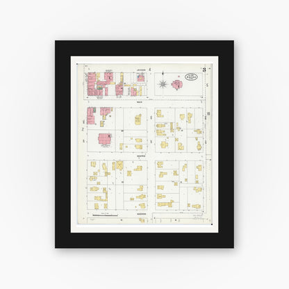 Old map wall art mockup — black gallery frame with white mat — Sanborn Fire Insurance Map from Anoka, Anoka County, Minnesota (1904), Sheet #0003