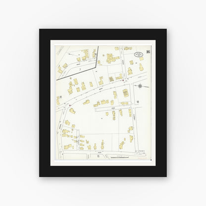Old map wall art mockup — black gallery frame with white mat — Sanborn Fire Insurance Map from Athol, Worcester County, Massachusetts (1911), Sheet #0016