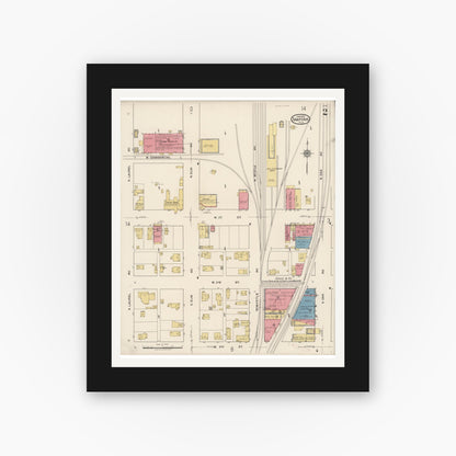 Old map wall art mockup — black gallery frame with white mat — Sanborn Fire Insurance Map from Sanford, Seminole County, Florida (1922), Sheet #0002