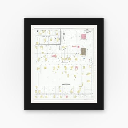 Old map wall art mockup — black gallery frame with white mat — Sanborn Fire Insurance Map from Stryker, Williams County, Ohio (1930), Sheet #0004