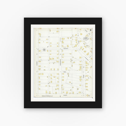 Old map wall art mockup — black gallery frame with white mat — Sanborn Fire Insurance Map from Du Bois, Clearfield County, Pennsylvania (1901), Sheet #0002