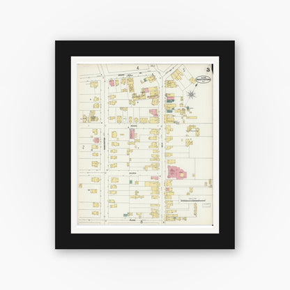 Old map wall art mockup — black gallery frame with white mat — Sanborn Fire Insurance Map from Hackettstown, Warren County, New Jersey (1902), Sheet #0003