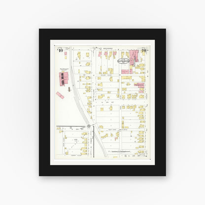 Old map wall art mockup — black gallery frame with white mat — Sanborn Fire Insurance Map from New Philadelphia, Tuscarawas County, Ohio (1926), Sheet #0010