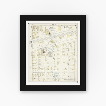 Old map wall art mockup — black gallery frame with white mat — Sanborn Fire Insurance Map from Archbold, Fulton County, Ohio (1914), Sheet #0004