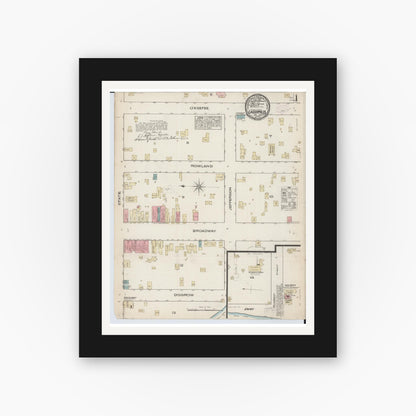 Old map wall art mockup — black gallery frame with white mat — Sanborn Fire Insurance Map from Cassopolis, Cass County, Michigan (1884) - Complete Map Set