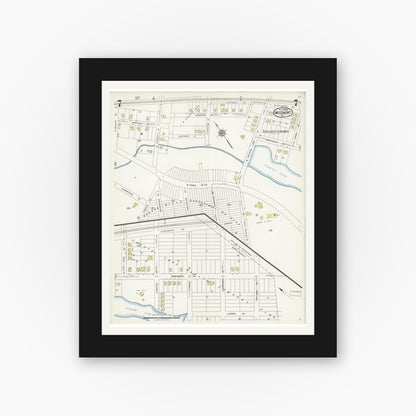 Old map wall art mockup — black gallery frame with white mat — Sanborn Fire Insurance Map from Westmont, Camden County, New Jersey (1925), Sheet #0007
