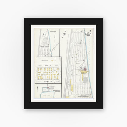 Old map wall art mockup — black gallery frame with white mat — Sanborn Fire Insurance Map from Cloquet, Carlton County, Minnesota (1911), Sheet #0002