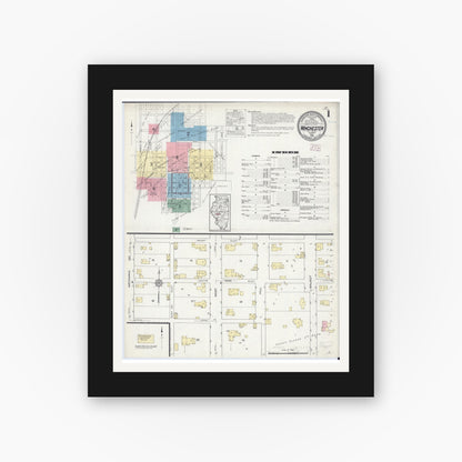 Old map wall art mockup — black gallery frame with white mat — Sanborn Fire Insurance Map from Winchester, Scott County, Illinois (1914), Sheet #0001