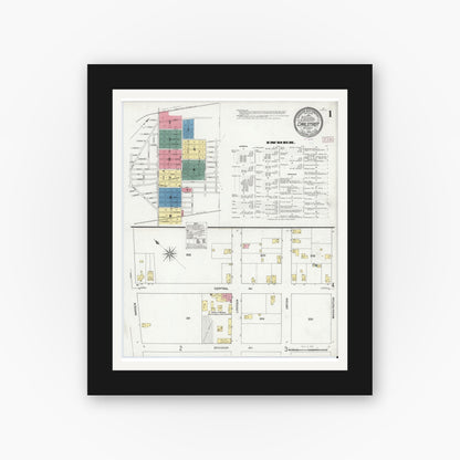 Old map wall art mockup — black gallery frame with white mat — Sanborn Fire Insurance Map from Carlstadt, Bergen County, New Jersey (1909) - Complete Map Set