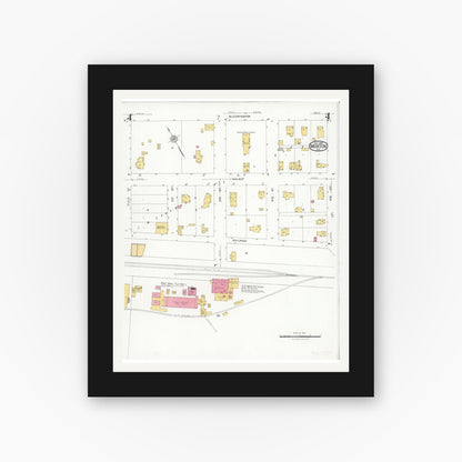 Old map wall art mockup — black gallery frame with white mat — Sanborn Fire Insurance Map from Morton, Tazewell County, Illinois (1926), Sheet #0004