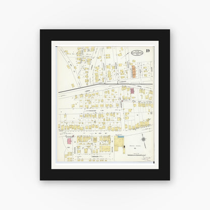Old map wall art mockup — black gallery frame with white mat — Sanborn Fire Insurance Map from East Liverpool, Columbiana County, Ohio (1913), Sheet #0019