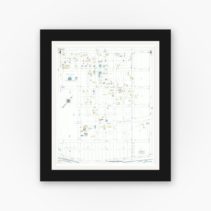Old map wall art mockup — black gallery frame with white mat — Sanborn Fire Insurance Map from Bandera, Bandera County, Texas (1950), Sheet #0004