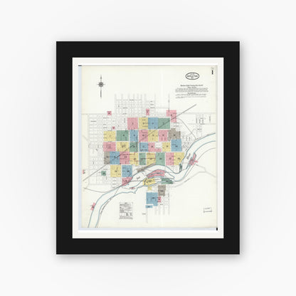 Old map wall art mockup — black gallery frame with white mat — Sanborn Fire Insurance Map from Appleton, Outagamie County, Wisconsin (1911) - Complete Map Set